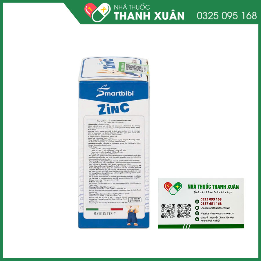 Smartbibi ZinC giúp bổ sung Kẽm và Vitamin C giúp cải thiện biếng ăn và tăng cường sức đề kháng cho trẻ